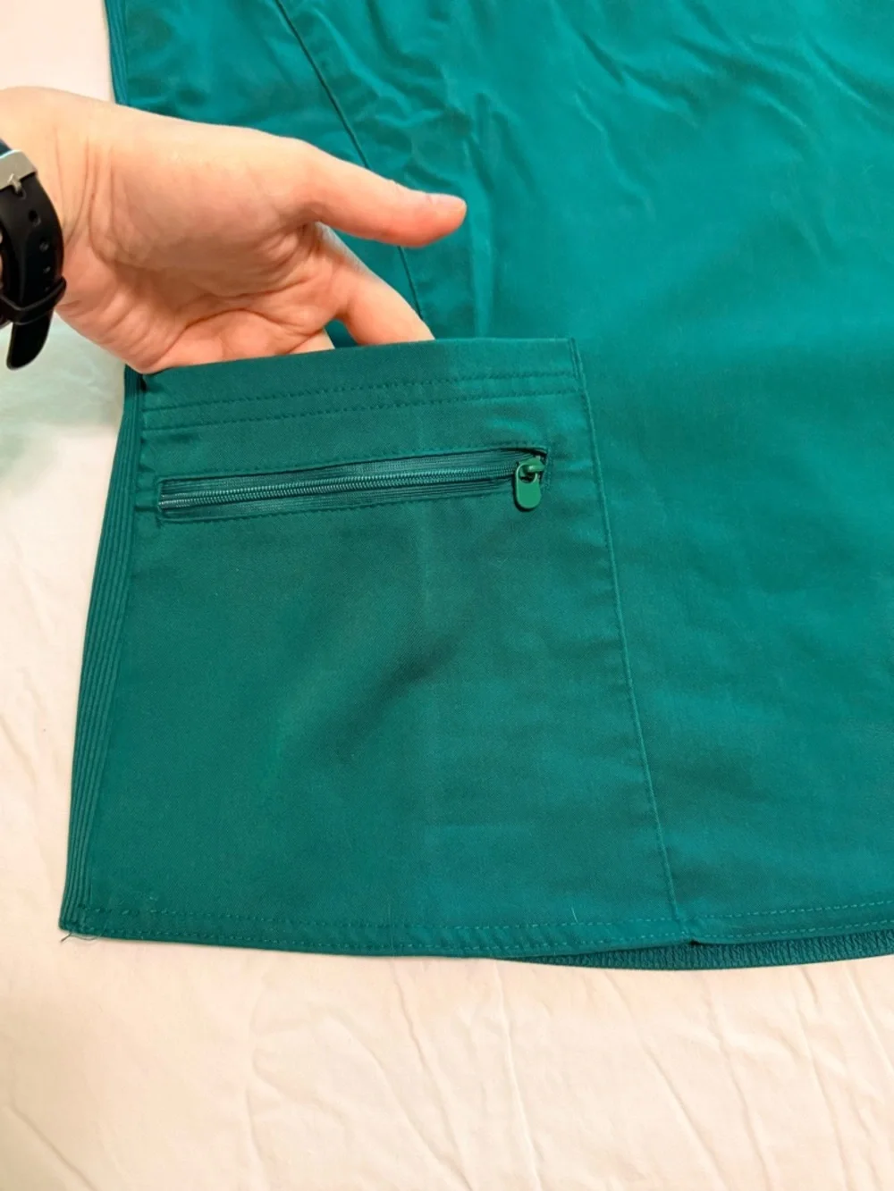 Med Couture Touch V-Neck Short Sleeve Scrub Top - Hunter - Picture 5 of 10